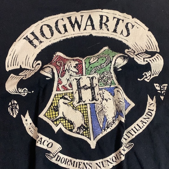 HOGWARTS BLACK SHORT SLEEVE TEE SHIRT SIZE LARGE PTP20” - Picture 1 of 5